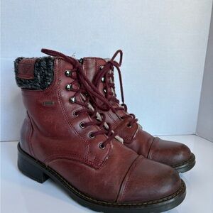 Luca Ferri Burgundy Leather Ankle Boots Women’s Size 6 EU 37